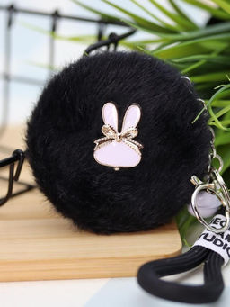 Плюшевое раскладное зеркало брелок "Bunny", чёрное (7*7 см)