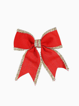 Цена за 2 шт. Ёлочные игрушки 2 шт. «Зимнее волшебство. Бант классический» пластик, 14×14 см, красный