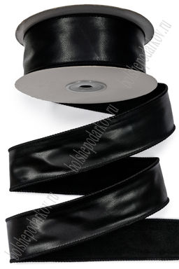 Лента из искусственной кожи 3,8 см*10 ярд (SF-7611) черный