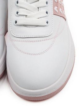 03-YA345-2 WHITE/PINK Полуботинки спортивные женские (натуральная кожа, натуральная замша)