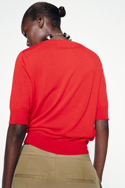 BASIC PLAIN KNIT SHORT SLEEVE TOP - Zara фото 9
