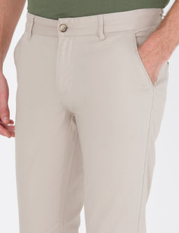 Bej Slim Fit Kanvas Pantolon