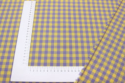 Вареный (стираный) хлопок Клетка (1.0*1.0см) цв.желтый/лавандовый, ш.2.5м, хл-100%, 115гр/м.кв - Купава фото 2