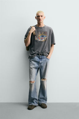 CAMISETA LAVADA ESTAMPADO C?MIC / Gris