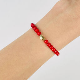 Браслет детский из Коралла во вставкой сердце 17 см