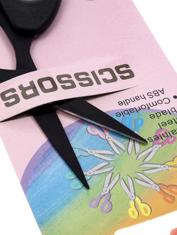 Ножницы канцелярские 12см, черные, длина лезвия 6,5см