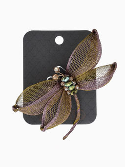 Брошь «Стрекоза» плетёная, цвет розово-золотой