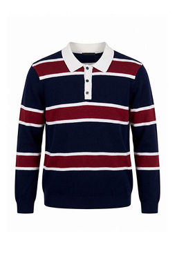 Lacivert-Bordo Premium/_zel _plik Polo Yaka Triko Kazak Kazak TMNAW27KZ00012