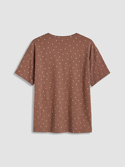 Bisiklet Yaka Desenli Kad?n Pijama ?st