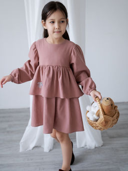 Платье хлопковое сухая роза, розовый - Lesi kids фото 15