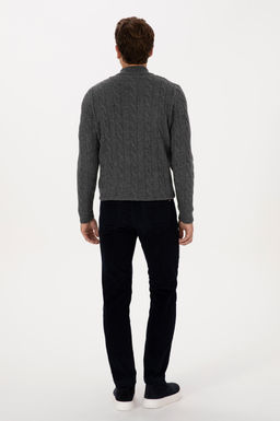 Erkek Lacivert Slim Fit Kanvas / Chino Pantolon