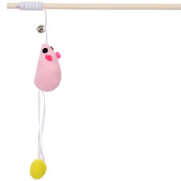 Цена за 6 шт. Игрушка - дразнилка на палочке "ЦапЦап", мышка с колокольчиком, цвет розовый, 40*70см ( пакет с подвесом)