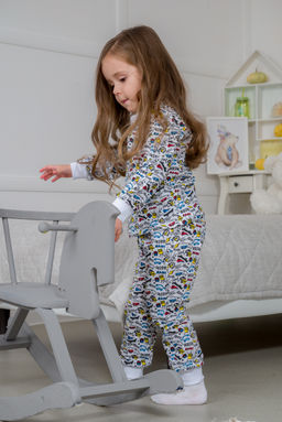 Пижама подростковая из кулирки пенье на манжетах Дрёма графити - Амадэль фото 31