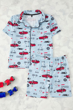 Sar? Erkek Cocuk Pamuklu Araba Bask?l? Orme Alt Ust Pijama Tak?m? TKDSS25PT00008 - Trendyolmilla фото 3