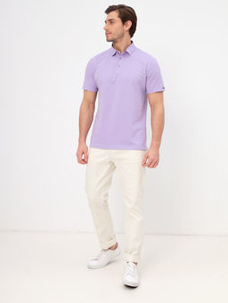 Джемпер мужской с воротником поло короткий рукав GREG G144-PO1246T-CTP1051 (сиреневый)  фото 5