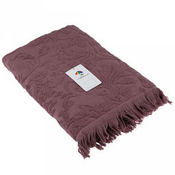 Полотенце махровое "Королевский шик" 70х140см, хлопок 100%, с бахромой, бордовый (Китай)