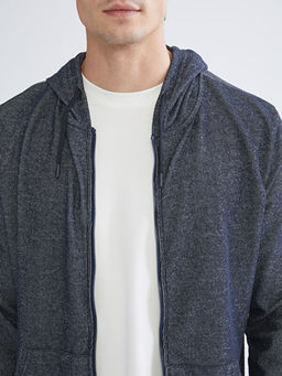 Kap??onlu Uzun Kollu Erkek Fermuarl? Sweatshirt