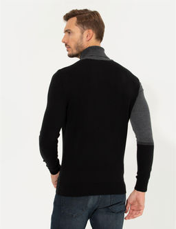Gri Slim Fit Bal_k__ Yaka Triko Kazak