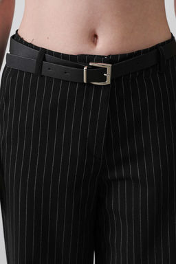 Siyah Kemerli Cizgili Wide Leg/Genis Paca Pantolon TWOAW26PL00108