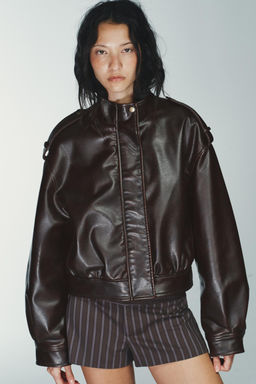 LEATHER EFFECT JACKET WITH STRAPS - Zara фото 9