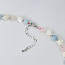 Бусы детские из Аквамарина, Розового кварца и Перламутра 34 см +