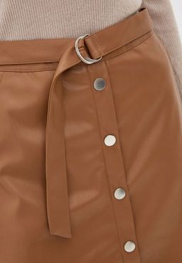 Кожаная юбка горчичного оттенка - Incity фото 7