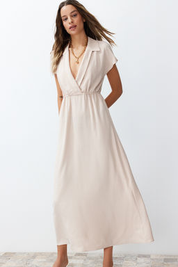 TRENDYOLMILLA Siyah A Kesim Kruvaze Yaka Aerobin Midi Dokuma Elbise TWOSS24EL00599  фото 11