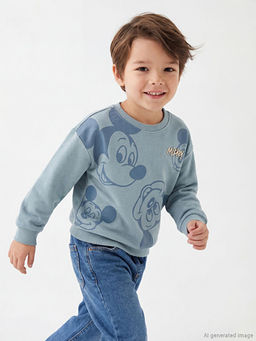 Mickey Mouse Bask?l? Erkek ?ocuk Kal?n Sweatshirt
