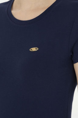 Футболка U. S. Polo Assn женская с круглым вырезом темно-синяя - U.s. polo assn фото 7