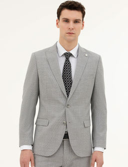 A__k Gri Extra Slim Fit Y_n Tak_m Elbise