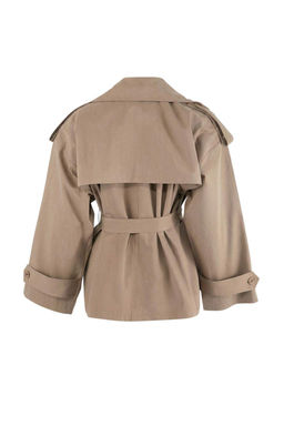 Vizon Yumusak Tuseli Kemerli Oversize Kruvaze Kapama Midi Trenckot TWOSS26TR00007 - Trendyolmilla фото 16