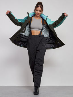 Горнолыжный костюм женский большого размера зимний бирюзового цвета 03963Br - Chunmai фото 11