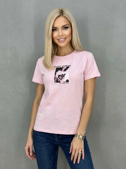 K13458 Футболка OVER SIZE (плотный хлопок) РОЗОВЫЙ