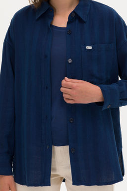 Женская темно-синяя джинсовая рубашка - U.s. polo assn фото 5