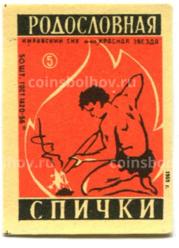 Этикетка спичечная Родословная спичка №5 фабрика Красная звезда
