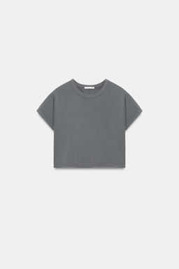 CAMISETA CORTA EFECTO LAVADO / Plomo - Zara фото 5