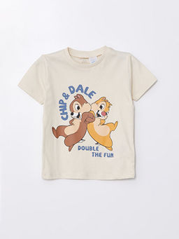 Bisiklet Yaka K?sa Kollu Chip and Dale Bask?l? Erkek Bebek Ti??rt