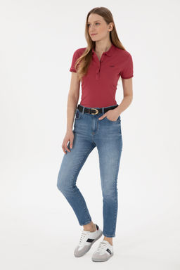 Джинсы Slim High Waist Fit синие из хлопка