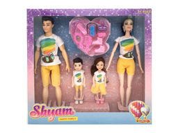 Набор кукол "Shyam. Семья 4 чел." (HP1157291) в летней одежде + 10 аксесс., в коробке