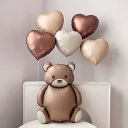 Цена за 5 шт. Воздушный шар фольгированный 18 Сердце, матовый, цвет кремовый - Страна карнавалия фото 7