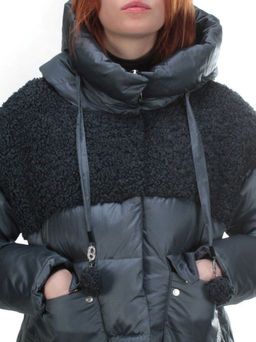 Y21636 GRAY/BLUE Пальто женское зимнее MEIYEE (200 гр. холлофайбера) - Фабричный китай фото 3