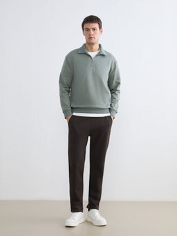 Polo Yaka Yar?m Fermuarl? Erkek Sweatshirt