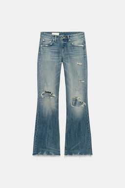 JEANS TRF FLARE ROTOS TIRO MEDIO / Azul - Zara фото 6