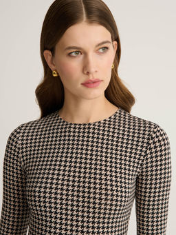 CONTE Боди из вискозы с расклешенными рукавами LBD 3145 beige-dogtooth - Conte elegant фото 3