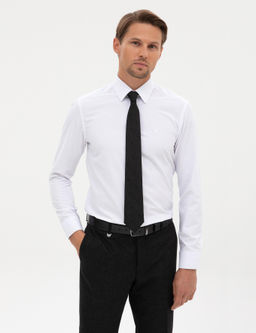 Beyaz Slim Fit Uzun Kollu Basic G_mlek