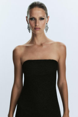 FRINGED STRAPLESS MIDI DRESS - Zara фото 2