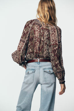 BEADED BLOUSE WITH METALLIC THREAD PRINT - Zara фото 4