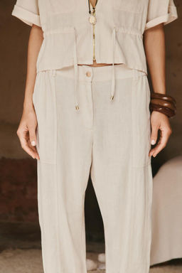 LINEN BLEND JOGGER TROUSERS - Zara фото 3