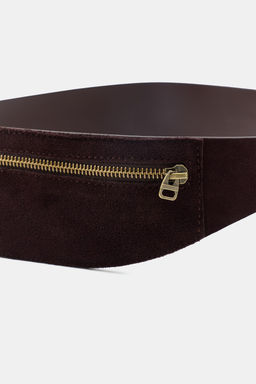 100% SUEDE LEATHER BELT BAG WITH POCKET - Zara фото 4
