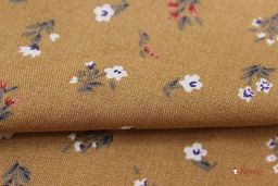 Штапель Весенние букетики на карамельно-коричневом, ш.1.43м, вискоза-100%, 110гр/м.кв - Купава фото 3